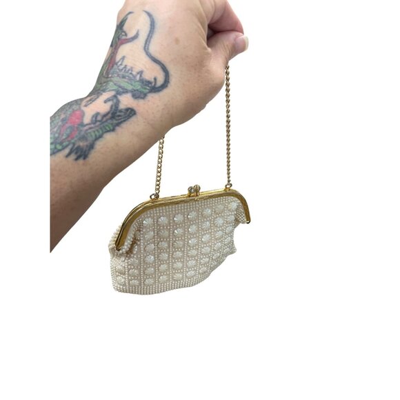 Vintage Honk Kong Pearl Flower Beaded Evening Clutch Purse SKU 9477 - Picture 15 of 15